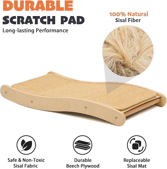 PETKARAY Sisal Cat Scratching Board, Curved Sisal Cat Scratcher, Large Indoor - Image 3