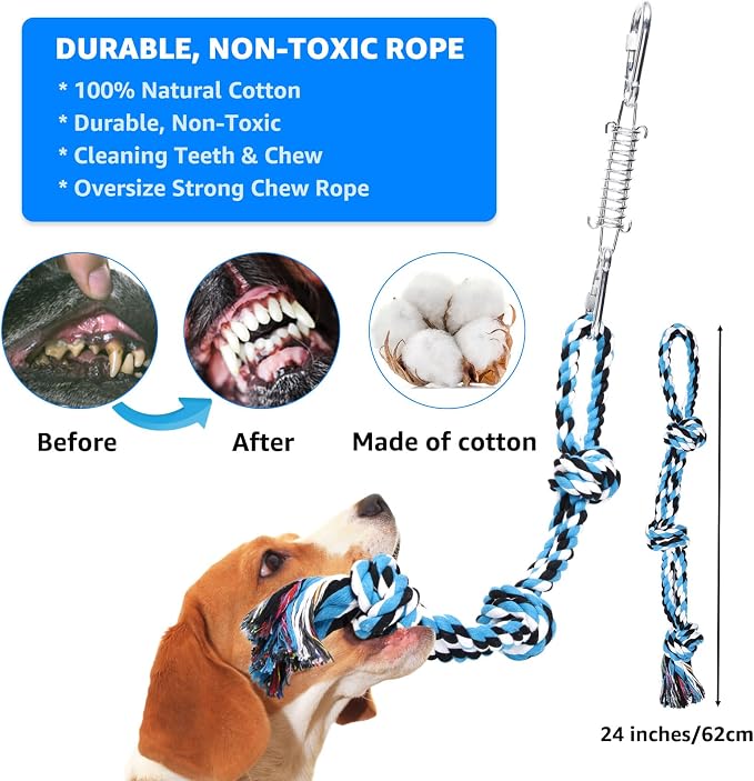 LOOBANI Spring Pole Toy for Pitbull: Bungee Tug of War Toys for Small Large - Image 4