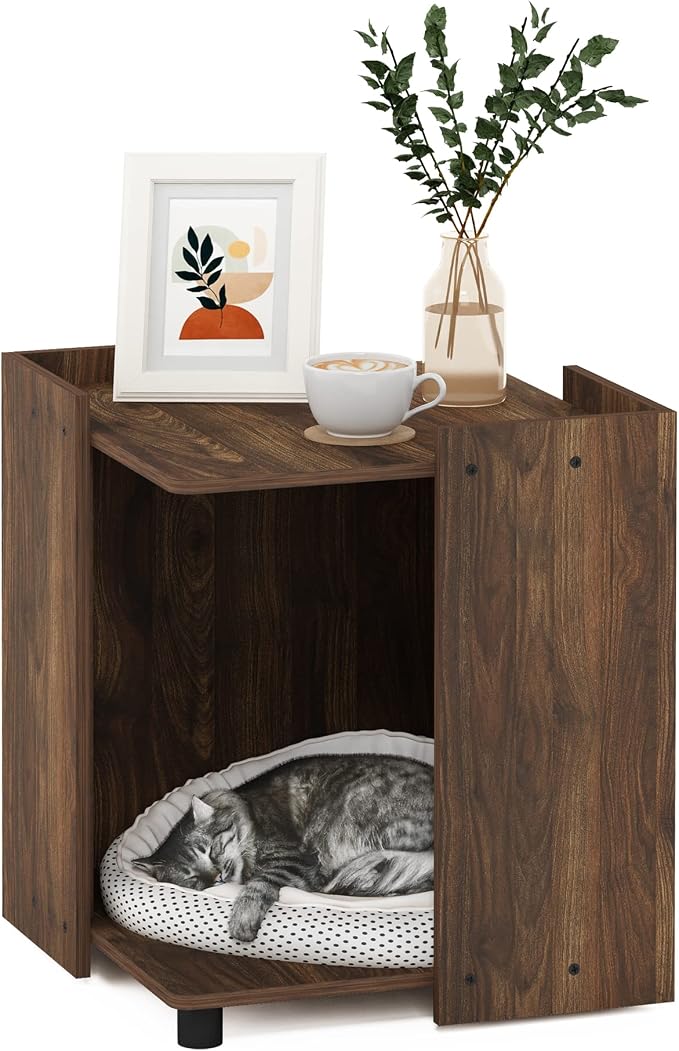 Furinno Peli Litter Box Enclosure, Columbia Walnut by Furinno-FitsYourSpaceFitsYourBudget