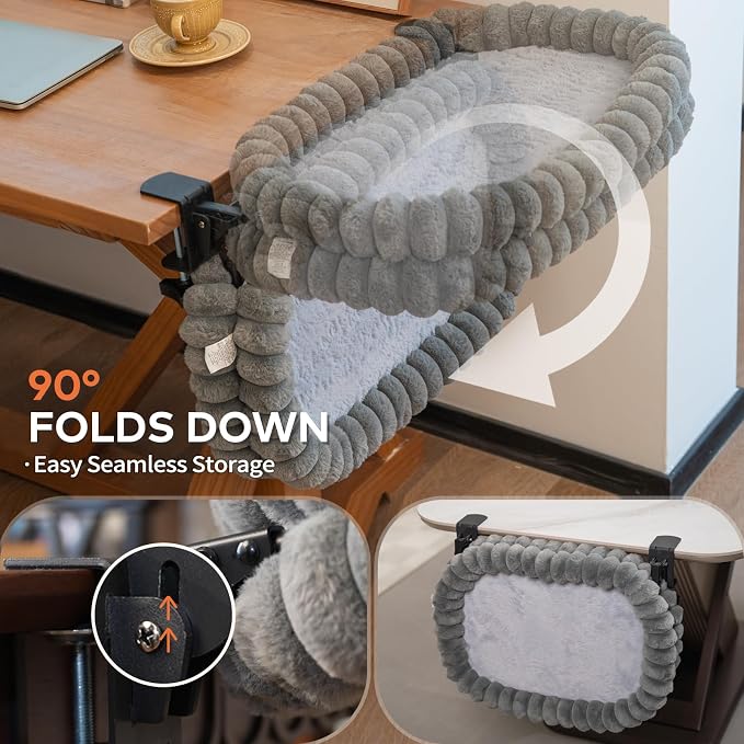 CHEERPALS Cat Desk Bed with Reversible Cushion, 90°Foldable Cat Hammock - Image 4
