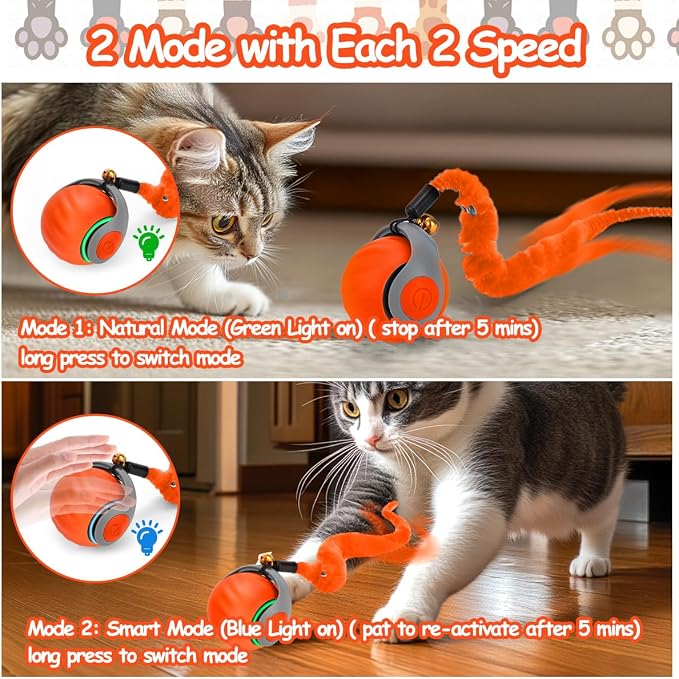 Interactive Cat Ball Toy, Self Rolling Ball - Image 2