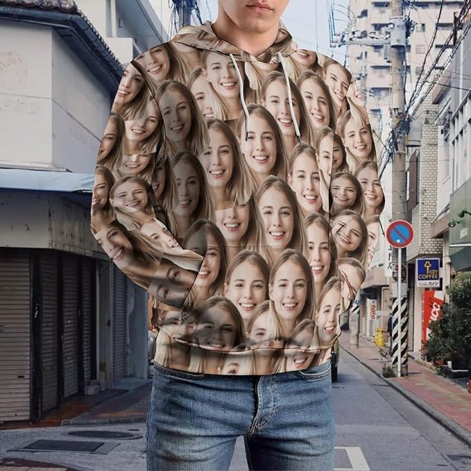Artsadd Custom Face Unisex athletic Pockets Sweatshirt Loose Hoodie Custom - Image 6