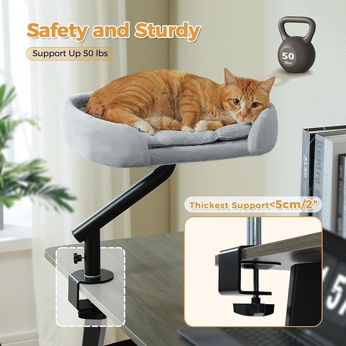 PAWZ Road Cat Desk Bed for Indoor Cats, Cat Bed for Desk Supports Up to 50 lbs - Image 5