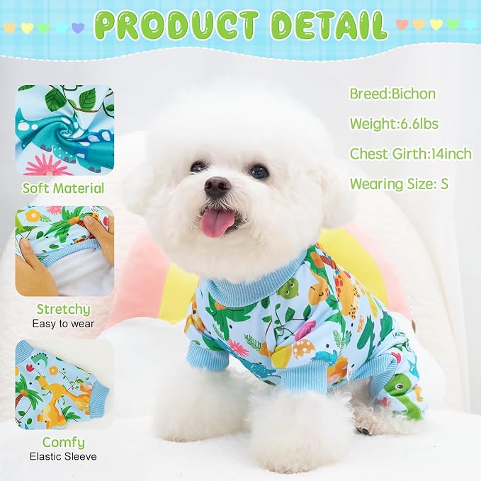 XPUDAC 4 Pack Dog Pajamas Soft Strechy Summer Doggie Clothes - Image 2