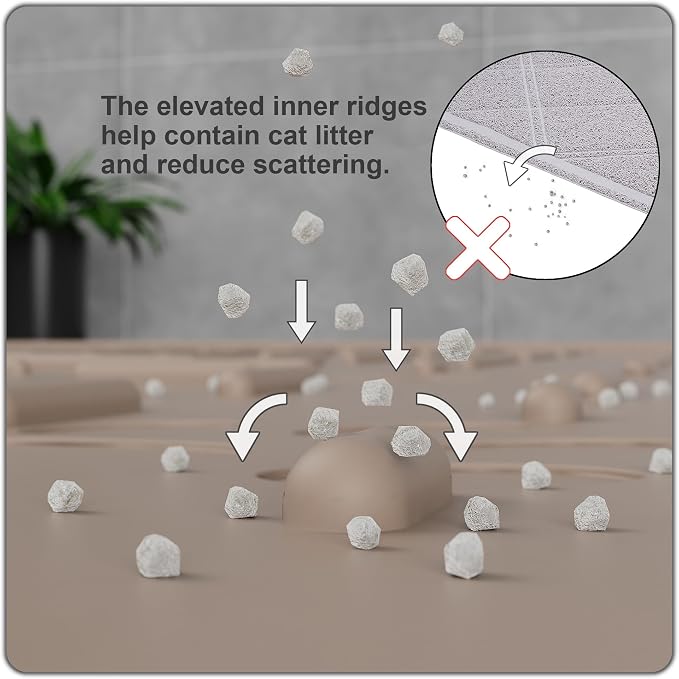OHMO Cat Litter Mat Trapping Mat Premium Silicone Rubber 23.5x16 Beige - Image 3