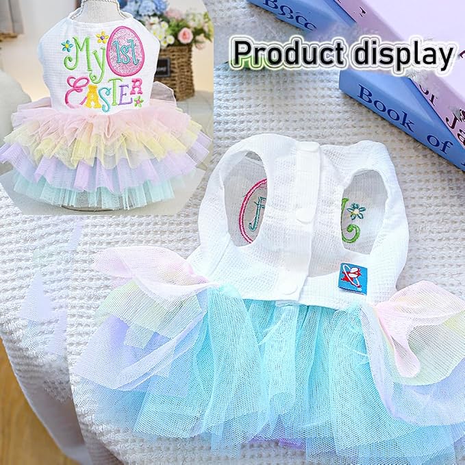 Dog Easter Outfit with My 1st Easter Embroidery Letters Holiday Puppy Dress - Image 4