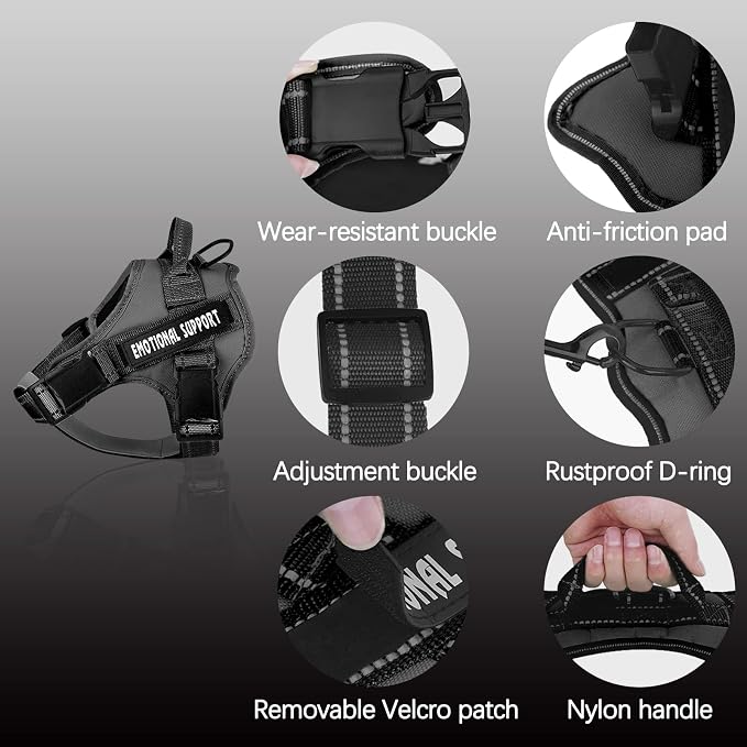 voopet Service Dog Harness, Emotional Support Pet Vest Harness, Reflective - Image 3