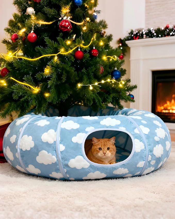 Grelife Cat Tunnel Bed for Indoor Cats, Cute Cat Tunnel Toys, Cat Donut Tunnel - Image 2