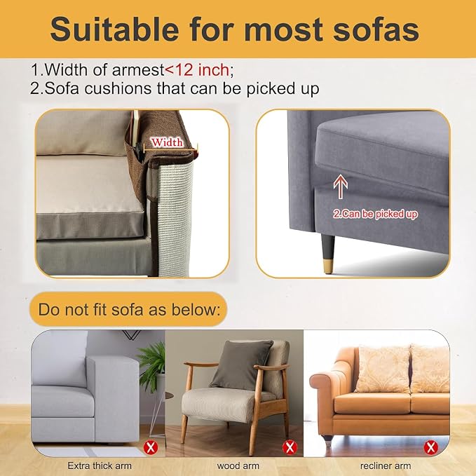 Upgraded Cat Scratch Furniture Protector, Cat Scratch Sofa Arm Sheild - Image 6