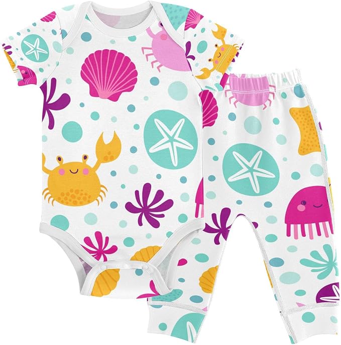 Baby Clothes Set Infant Bodysuits Pants Sets 0-24M by KICPOAY