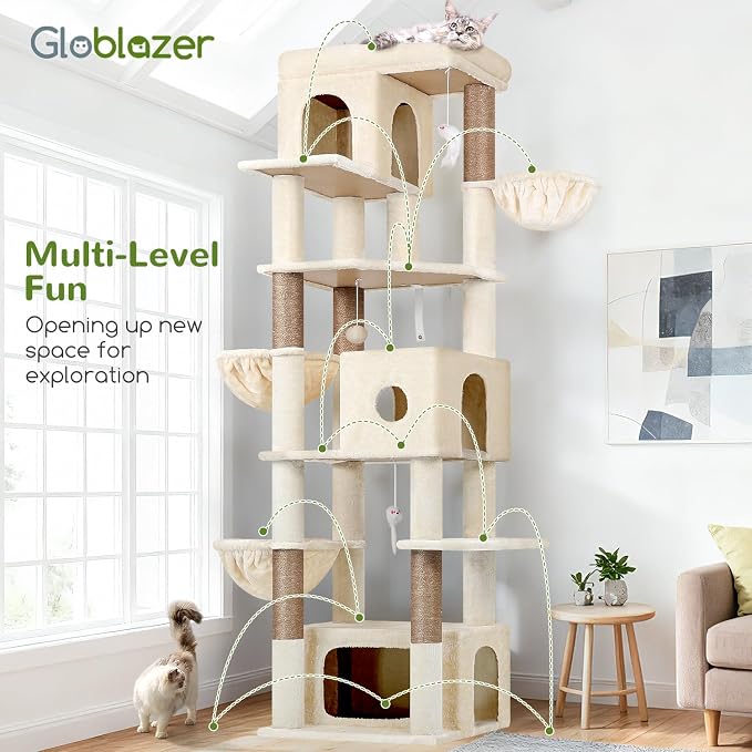Globlazer Large Cat Tree, 80 inch Multi-Level Tall Climbing Tower Kitty Condos - Image 7