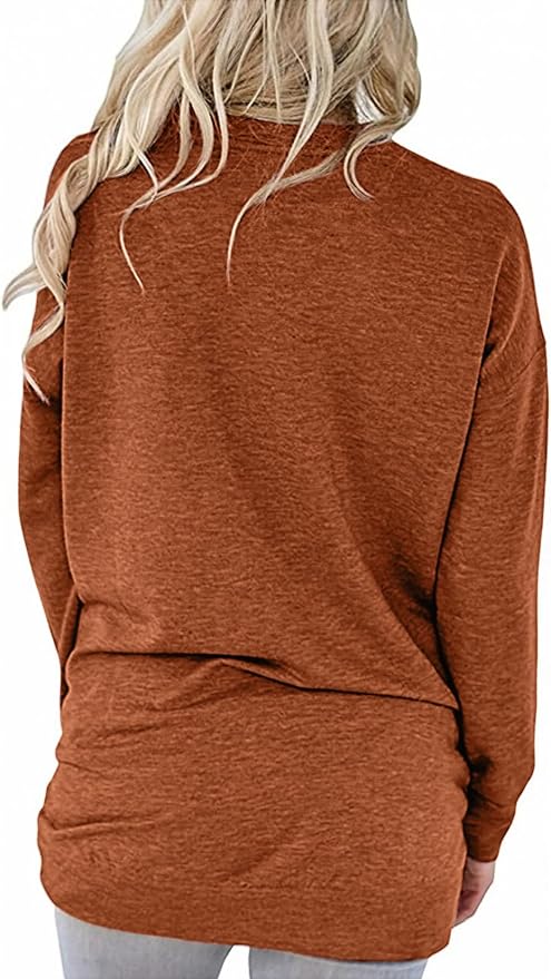 Akihoo Womens Casual Long Sleeve Tunic Tops Crew Neck Shirt Blouses - Image 3
