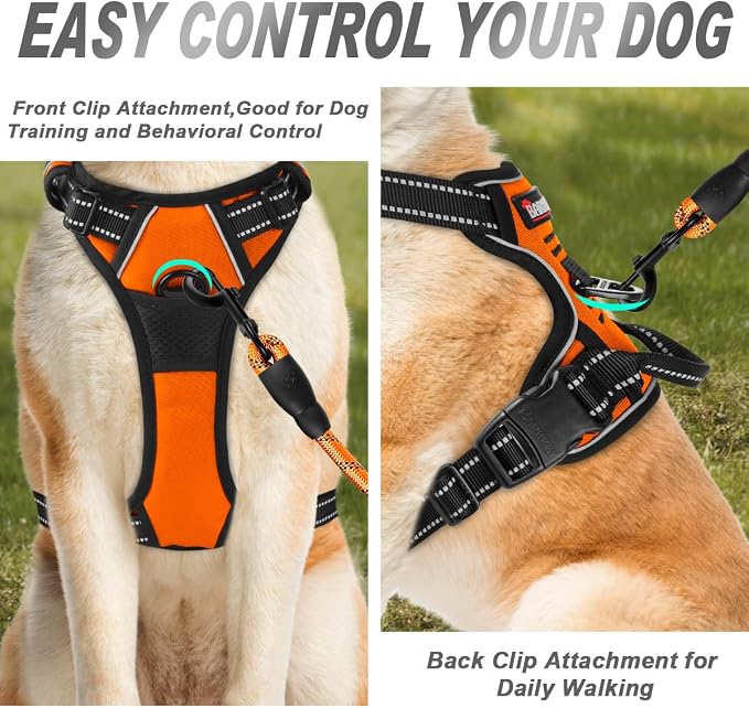 BARKBAY No Pull Dog Harness Front Clip Heavy Duty Reflective Easy Control Handle - Image 2