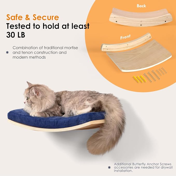 Curved Cat Shelves and Perches, Floating Cat Wall Bed - Image 5