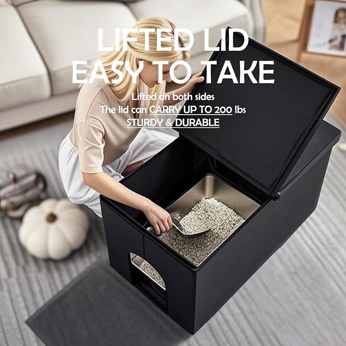 MEEXPAWS Cat Litter Box Enclosure Furniture Hidden Extra Large, Lift Design Lid - Image 3