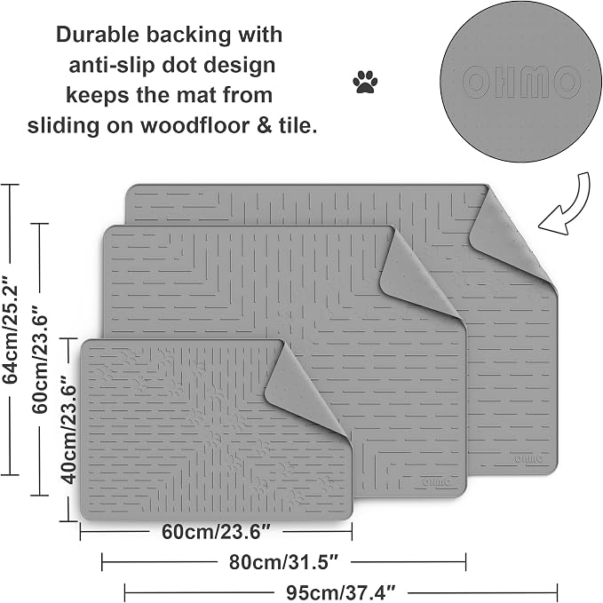 OHMO Cat Litter Mat XXL Trapping Mat Premium Silicone Rubber 37.5x25.2 Grey - Image 5