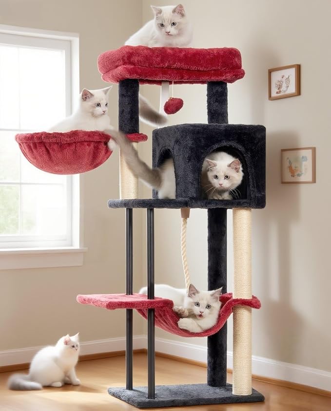 Cat Tree, Cat Tower for Indoor Cats, 43.3 inch Gothic Cat Tree Tower by Gitelnour