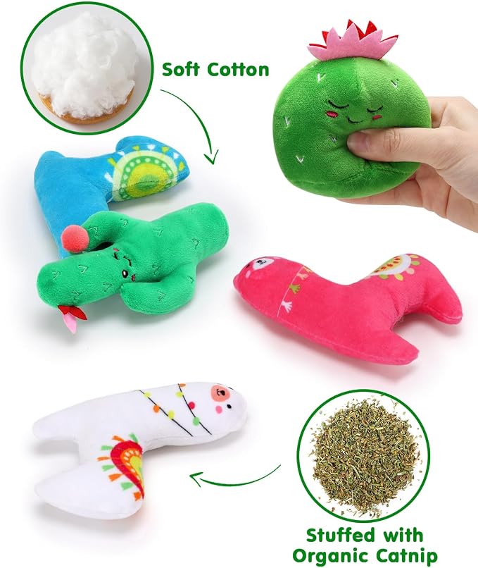 CiyvoLyeen Cactus Llama Catnip Toys 5Pcs Chew Interactive Toy - Image 4