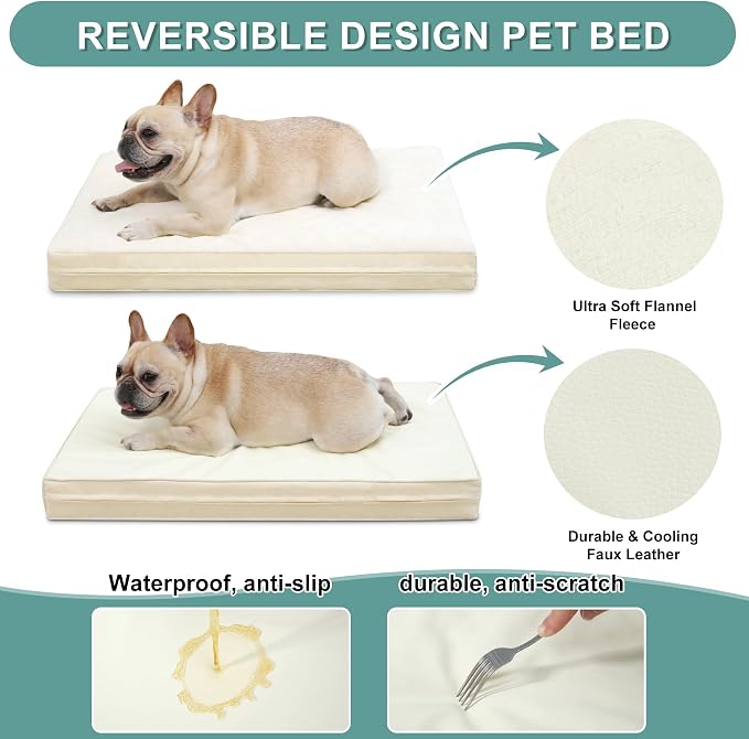 Vonabem Waterproof Small Dog Beds, Washable Crate Pad 24 inch, Orthopedic Foam - Image 2