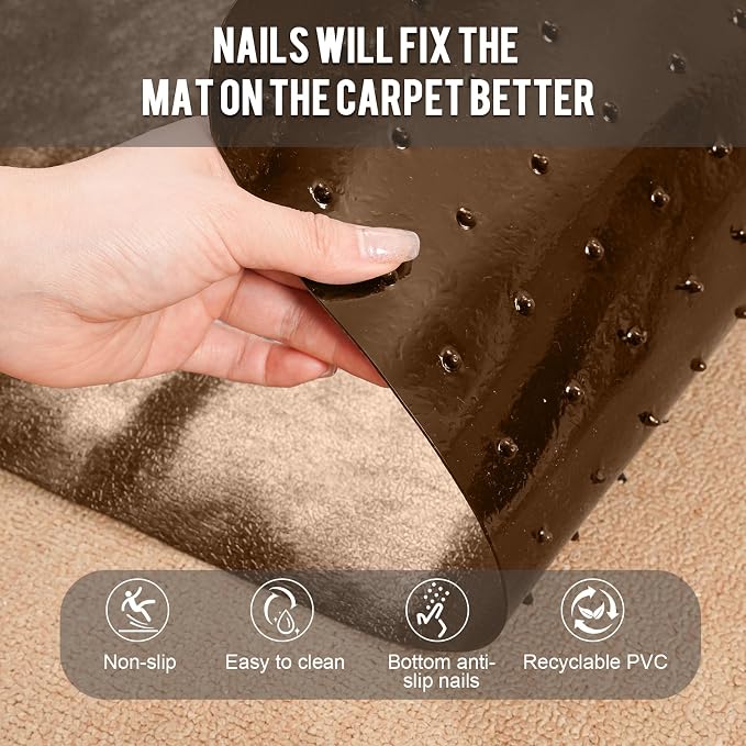Uross Carpet Protector for Pets -3.6FT Brown Round Corner Plastic Carpet - Image 6