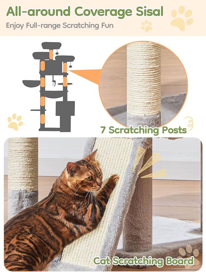 Taoqimiao 76-Inch Cat Tree XXL for Large Cats, Giant Cat Tower - Image 6