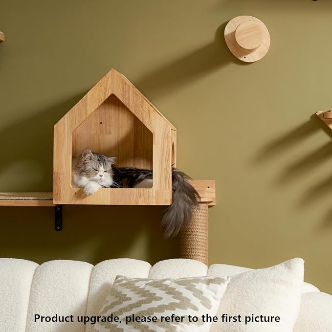 FUKUMARU Cat House Wall Mounted, 15.5x11.8x18 Inches Birch Plywood Condo - Image 6