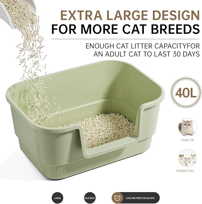 Cat Litter Box with Litter Mat and Scoop, High Wall Enclosed Cat Litter Boxes - Image 4
