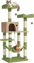 Feandrea Cat Tree, 56.3-Inch Cat Tower, 2 Perches, Grass Green and Camel Brown by FeandreabySONGMICSHOME
