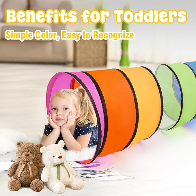 Kids Play Tunnel for Toddlers, Pop Up Crawl Through Tunnel Play Tent for Baby - Image 6