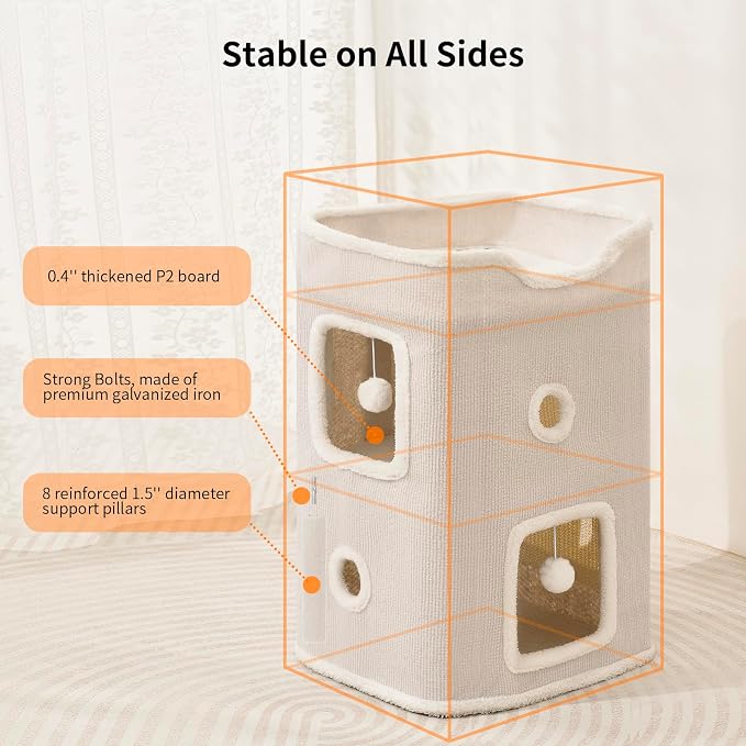 Cat House, Cat Beds for Indoor Cats, 2-Story Cat Condo Cube - Image 4