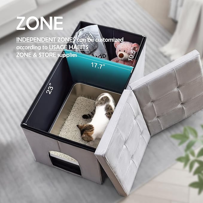 MEEXPAWS Cat Litter Box Enclosure Furniture Hidden Extra Large, Lift Design Lid - Image 4