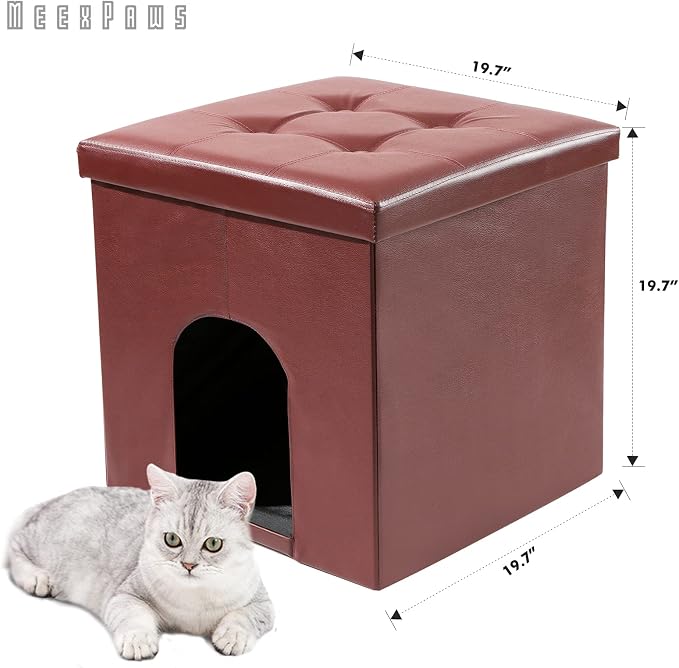 MEEXPAWS Cat Litter Box Enclosure Furniture Hidden, Cat Washroom Bench Storage - Image 2