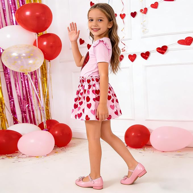 Akyzic Little Girl Skirt Outfit Two Piece Spring Summer Outfit Butterfly Dress - Image 4