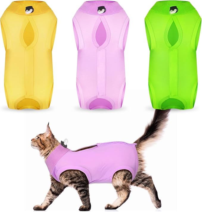 Nuanchu 3 Pieces Cat Recovery Suit Kitten Recovery Suit E-Collar Alternative by Nuanchu