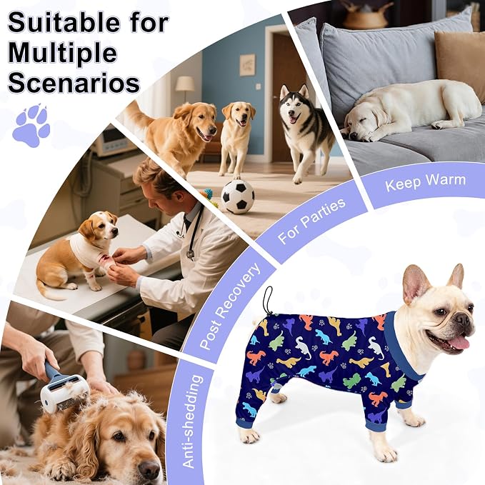 Bienbee Dog Pajamas, 4 Pack Dog Recovery Suit Shedding Suit Cute Soft Puppy - Image 7