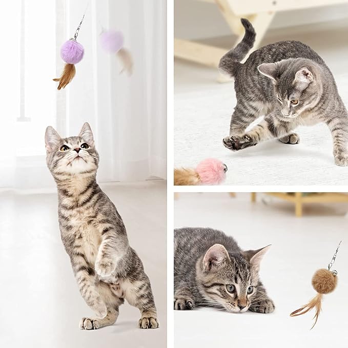 Cat Fluffy Feather Toys Replacement Cat Toy Wand Refills, 6 Pieces Fluffy Cat - Image 5