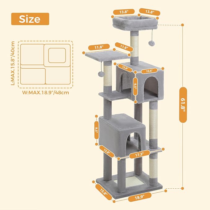 62" Cat Tree for Adult Cats - Image 7