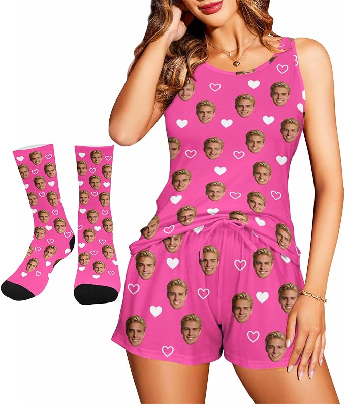 Artsadd Custom Pajamas for Women Men Family, Personalized Face Pjs Pajama Pants by Artsadd