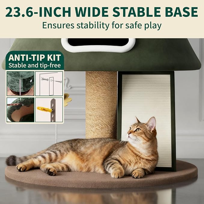 53" Large Christmas Cat Tree Tower: Indoor Green Heavy Duty Cat Condo House - Image 3