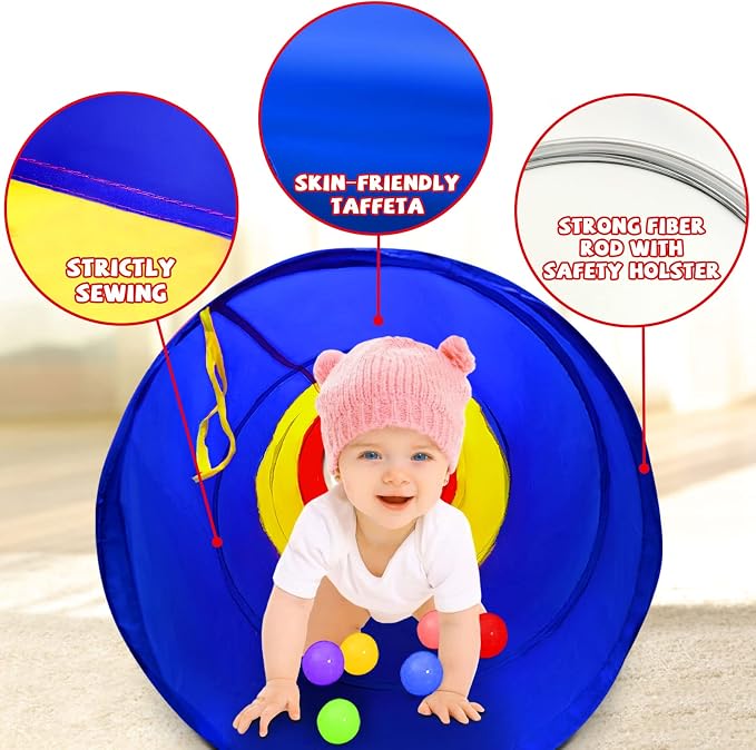 Kids Play Tunnel for Toddlers 1-3, Pop Up Baby Tunnel Crawling Toys for Infant - Image 6