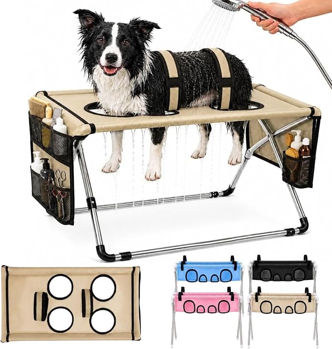 Pet Dog Bath Hammock, Cat Shower Grooming Table Hammock with Foldable Stand by Unknown