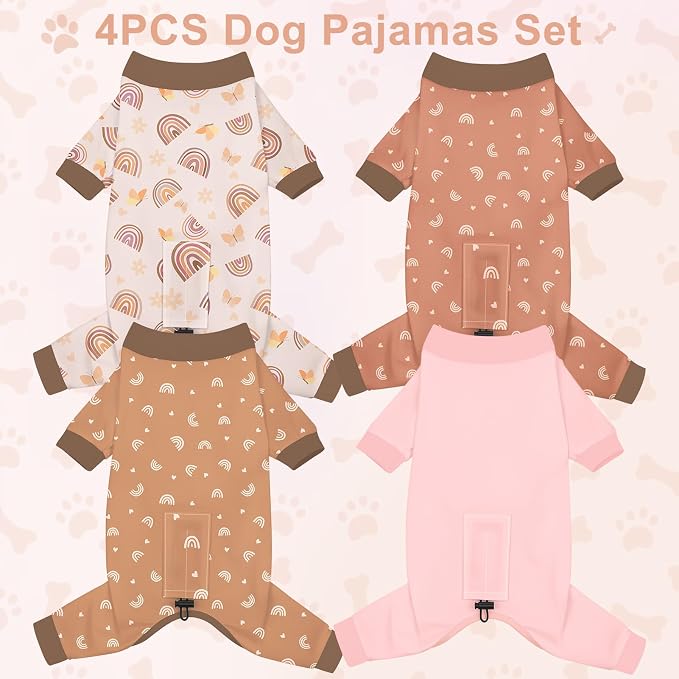 Bienbee Dog Pajamas, 4 Pack Dog Recovery Suit Shedding Suit Cute Soft Puppy - Image 2