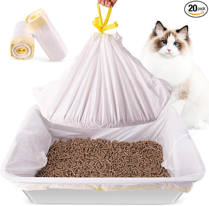 Litter Box Liners 20 Count, 29.5" x 12.6" Medium 3MIL Thicken Cat Litter Bags by Zuqqony