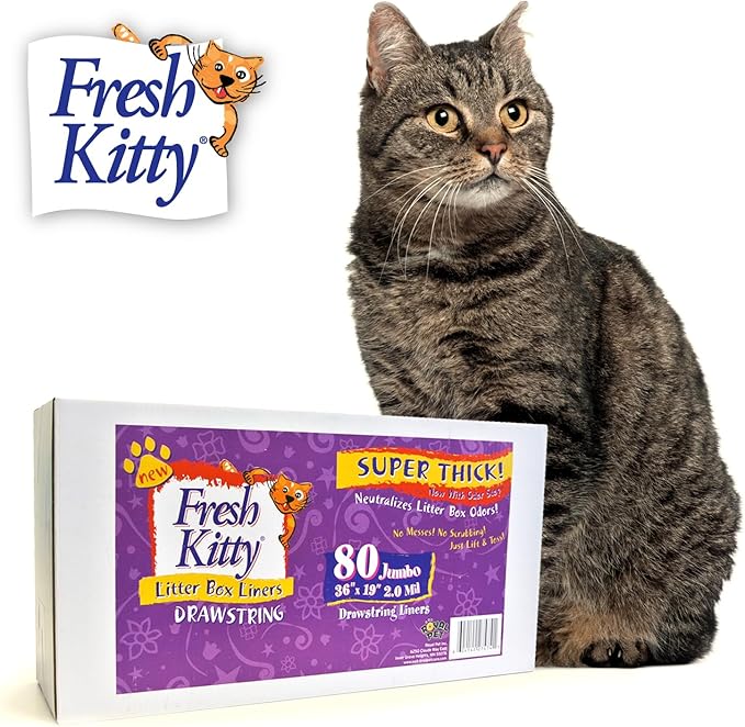 80 Count Fresh Kitty Litter Box Liners Super Thick, Easy Clean Up Jumbo by Fresh+Kitty
