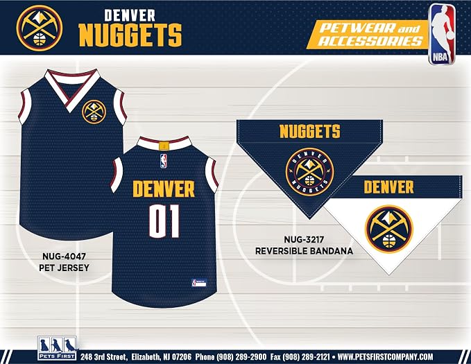 Pets First NBA Denver Nuggets Dog Jersey, Large - Image 7