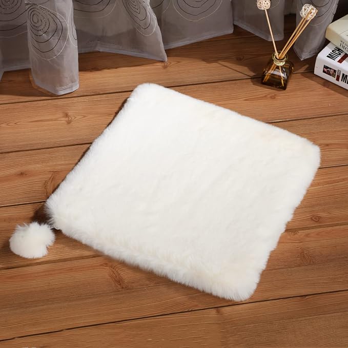 SHENGOCASE 2-Pack 10.6"x10.6" Square Faux Rabbit Fur Cat Dog Bed Cushion Pad Mat - Image 2