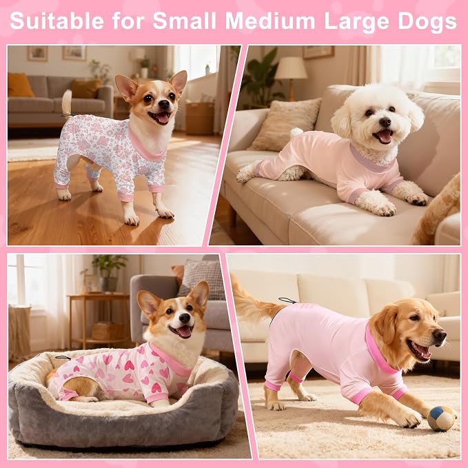 Bienbee Dog Pajamas, 4 Pack Dog Recovery Suit Shedding Suit Cute Soft Puppy - Image 3
