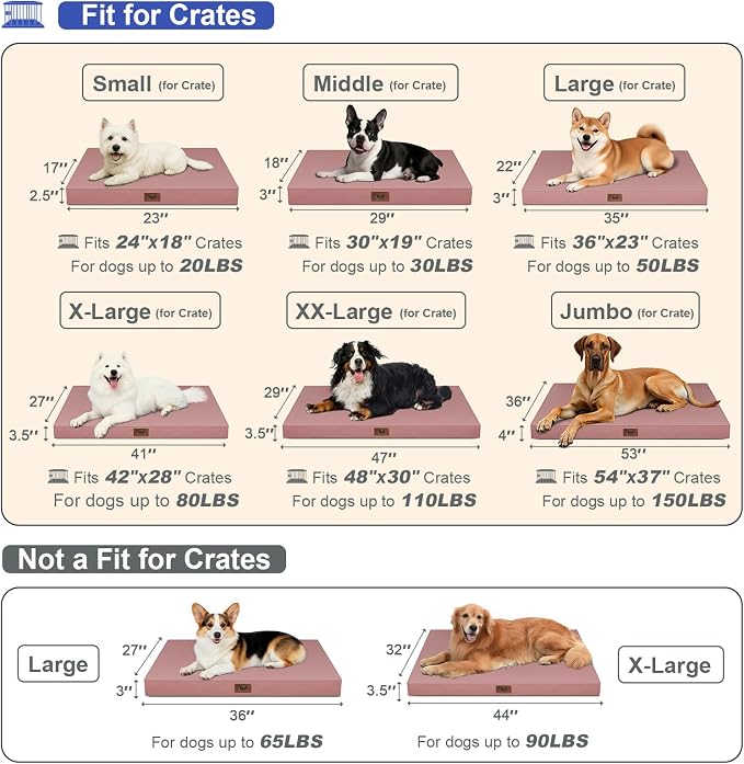 Outdoor Dog Bed for Medium Dogs, Waterproof Dog Crate Mat Orthopedic Egg Crate - Image 2