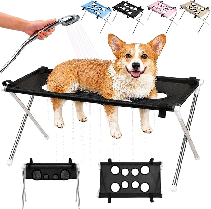 Pet Dog Bath Hammock, Cat Shower Grooming Table Hammock with Foldable Stand by Unknown