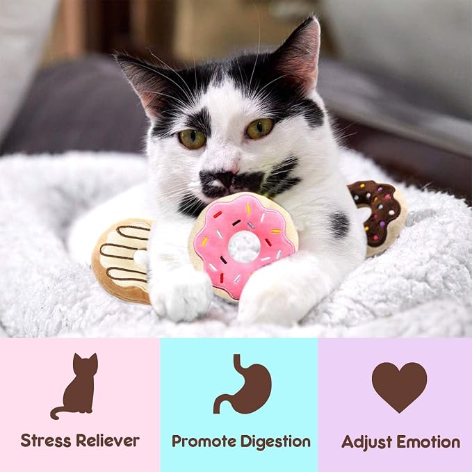 CiyvoLyeen 6 Pack Donut Cat Catnip Toys Kitten Chew Knickknack Sprinkles - Image 4